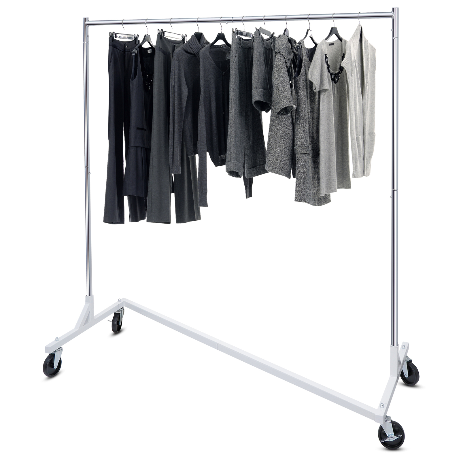 2PCS Heavy Duty Clothes Rack Rolling Garment Z Clothing Rack W/Lockable Casters