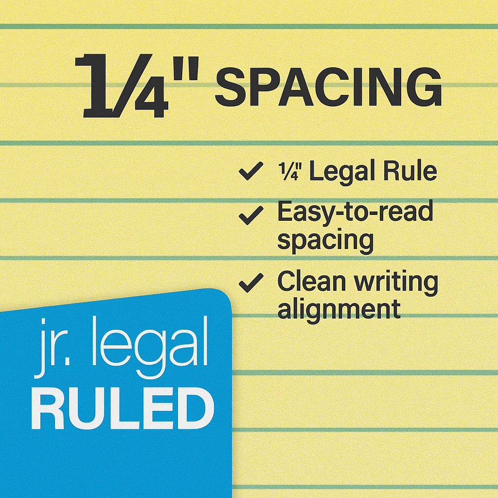 TOPS Junior Legal Notepad 5″x8″ Canary Yellow Legal Ruled 50 Sheets 96 Pads Bulk
