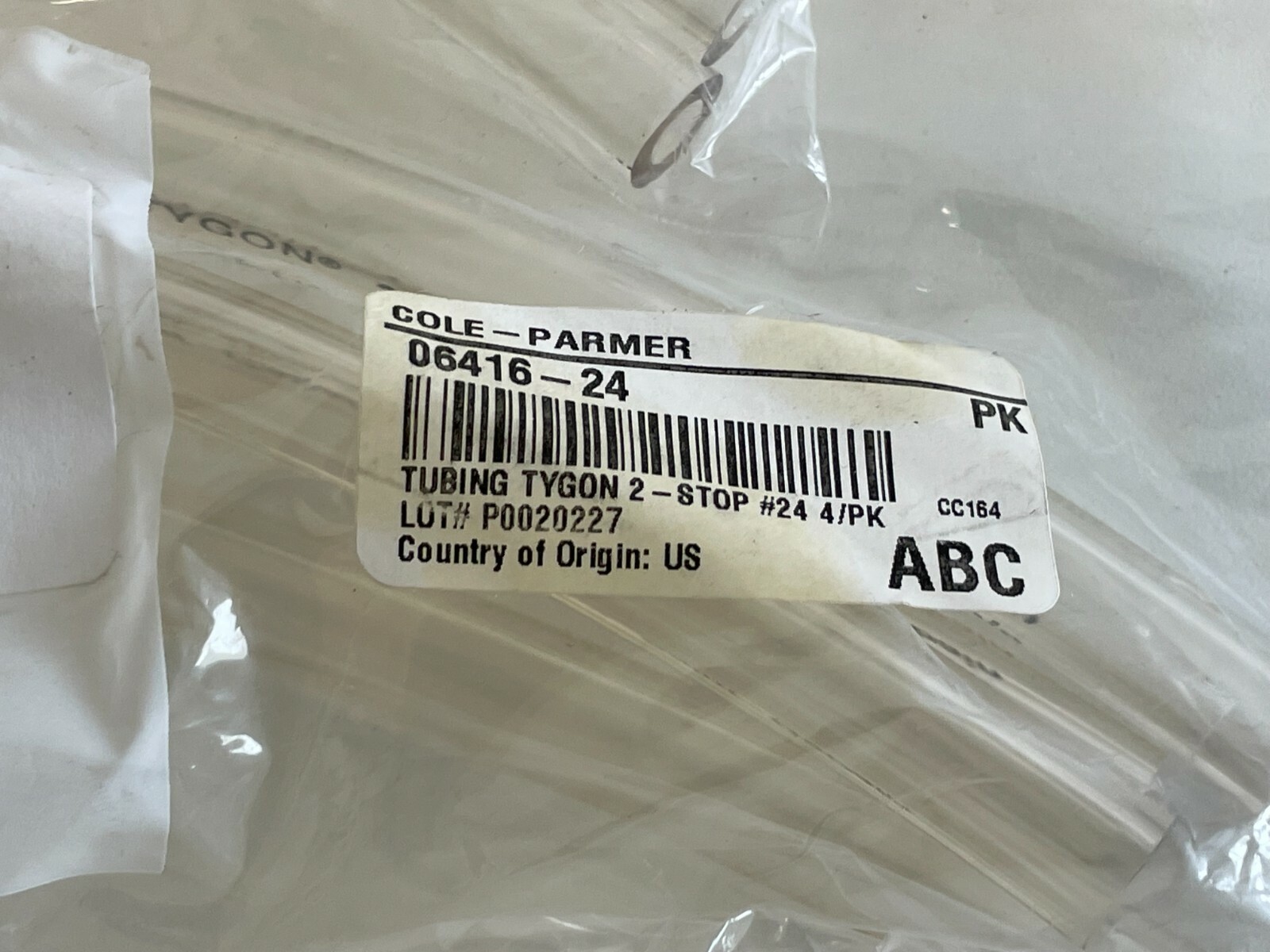 N13: 5 Packs – 4/Pack Cole Parmer Masterflex Tygon Tubing 6416-24 (20 Total)