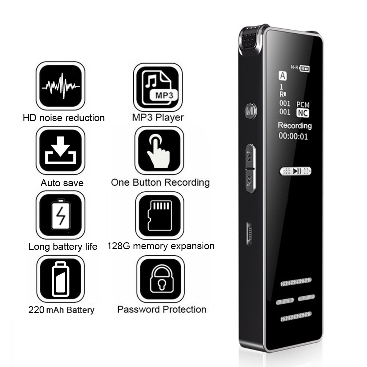 Mini Hidden Spy Digital Audio Voice Activated Recorder MP3 Playback Small Smart。