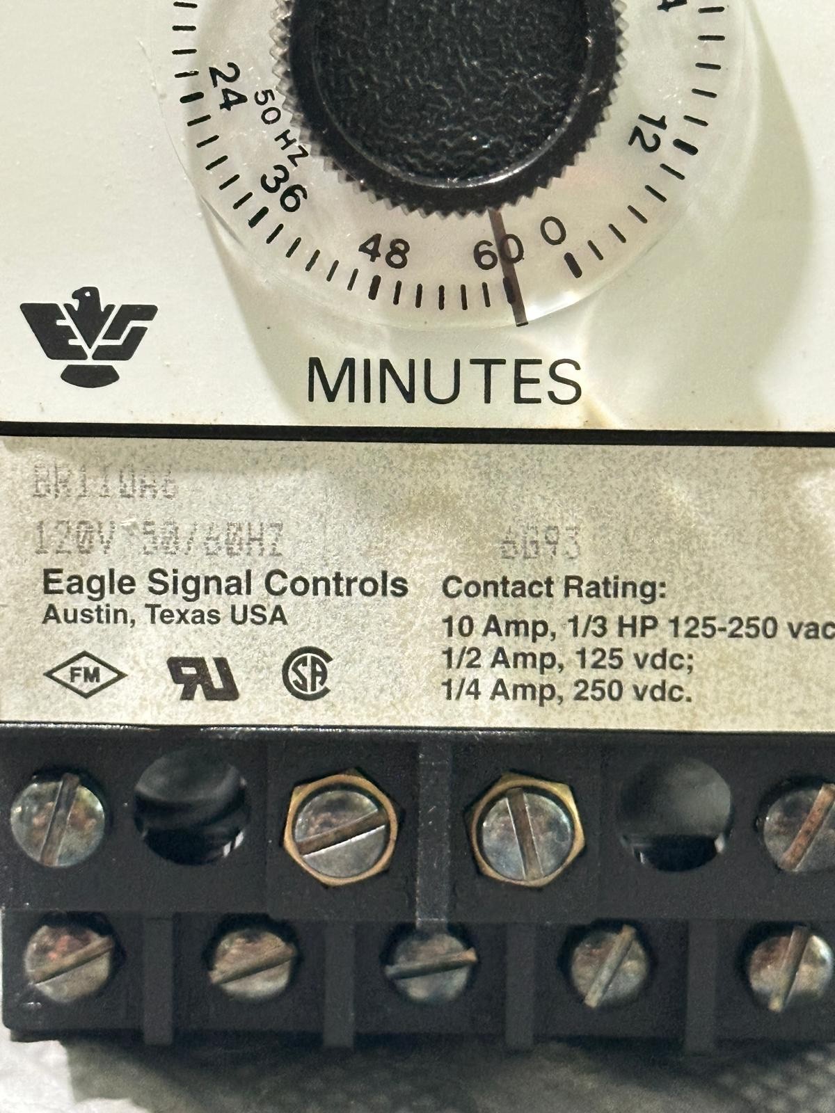 Eagle Signal BR110A6 Industrial Timer 120VAC 60Hz 60-Min Time Delay Relay USA