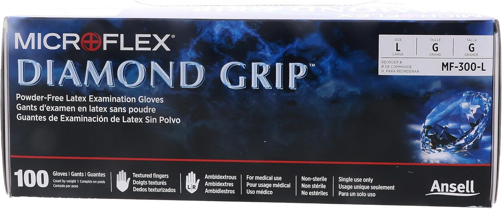 MICROFLEX ​Diamond Grip MF-300 Exam Standard Gloves – Size L, Natural (Bundle of