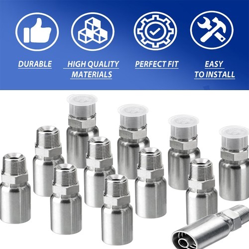 3/8″ I.D. Hose x 3/8″ NPTF Male W/ Cover Hydraulic Hose End Crimp Fittings 12 x