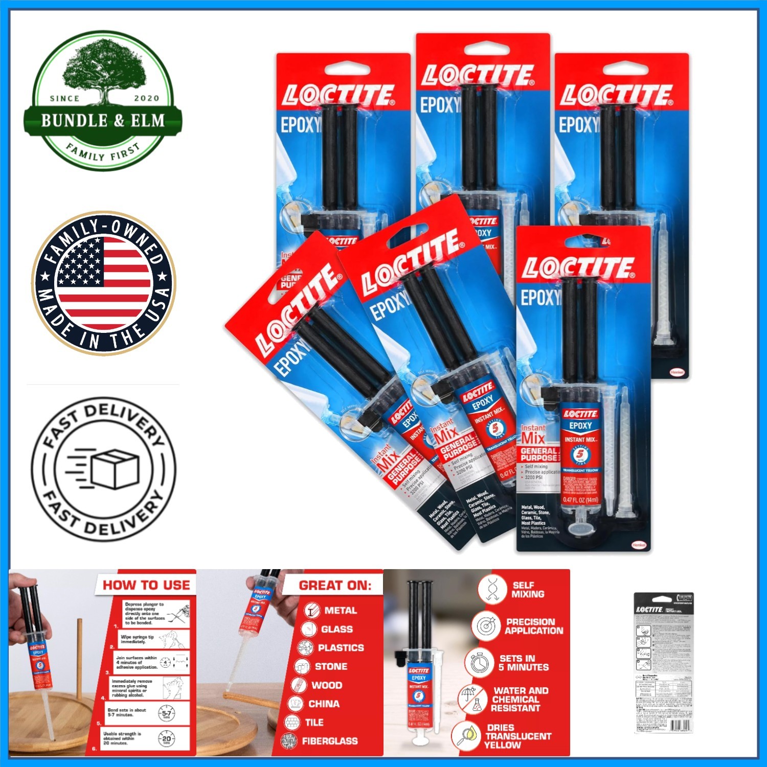 Self-Mixing Epoxy Syringes, 6 Pack for Easy Application and Strong Adhesion