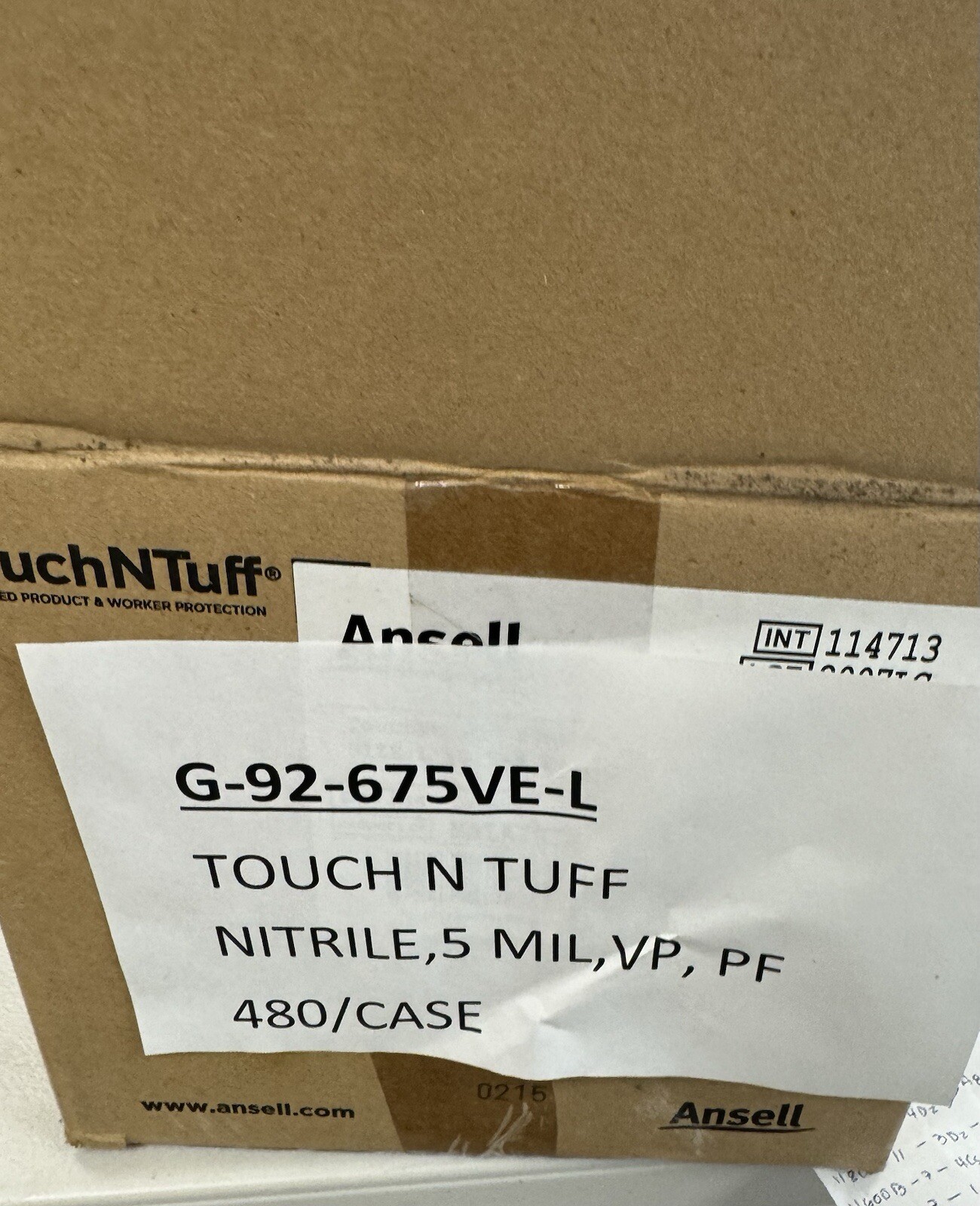 Ansell 92-675VE Touchntuff, Disposable Nitrile Gloves, Size L*Case*