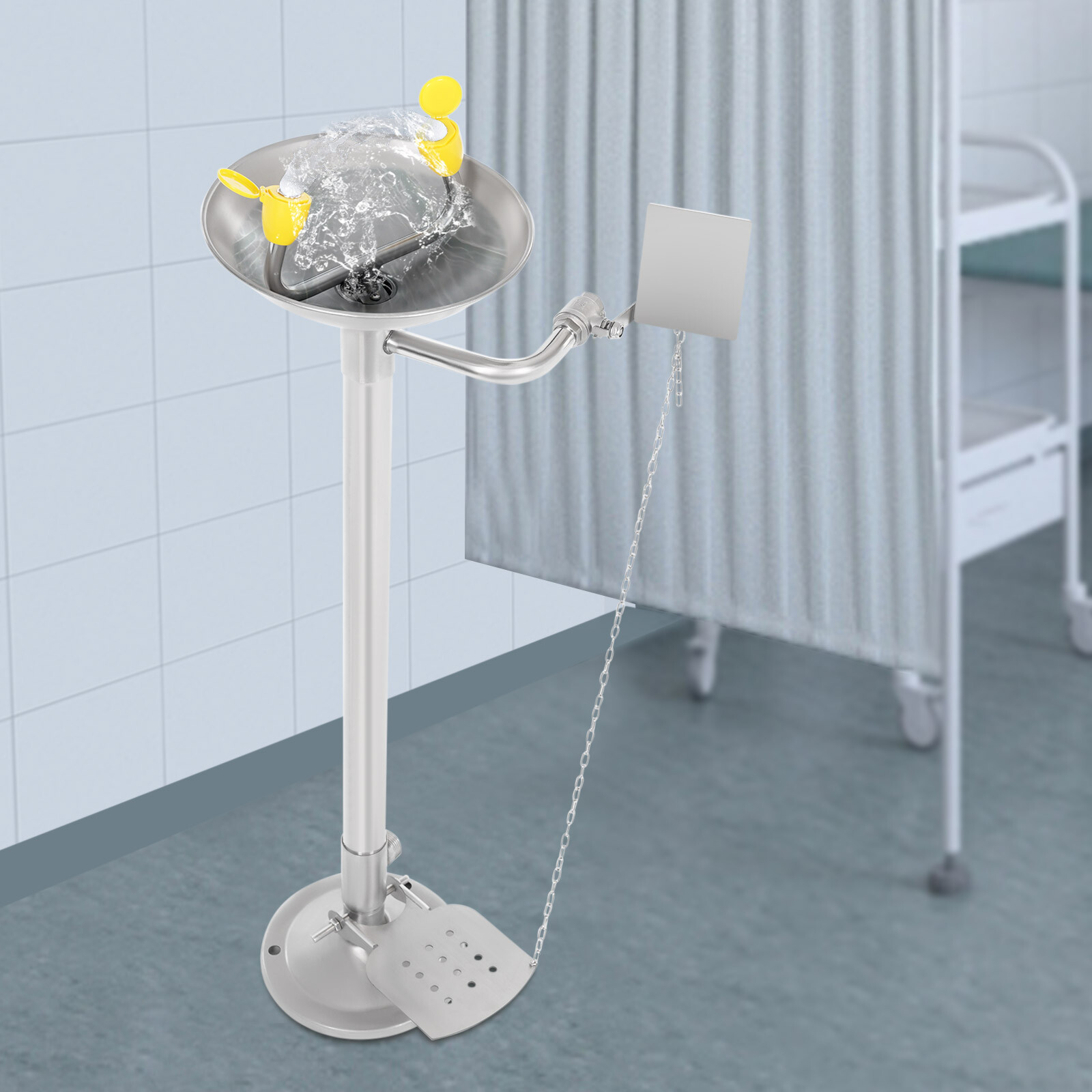 Eye Wash Station 304 Stainless Steel Emergency Eyewash Station Floor Standing