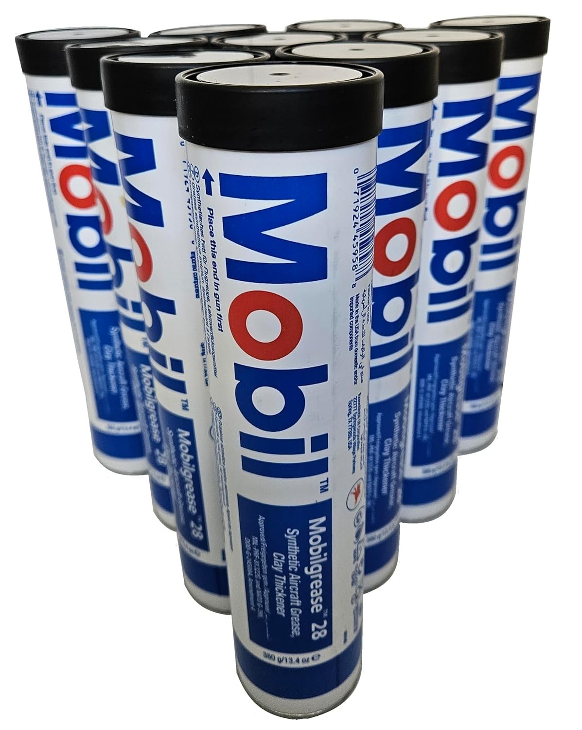 CASE OF 10 – MOBIL – MOBILGREASE 28 AVIATION GREASE , 13.7OZ, MIL-PRF-81322