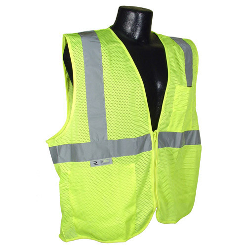 XXL Mesh Yellow High Visibility Class 2 Safety Vest With Zipper/ 2 Pockets SVZG