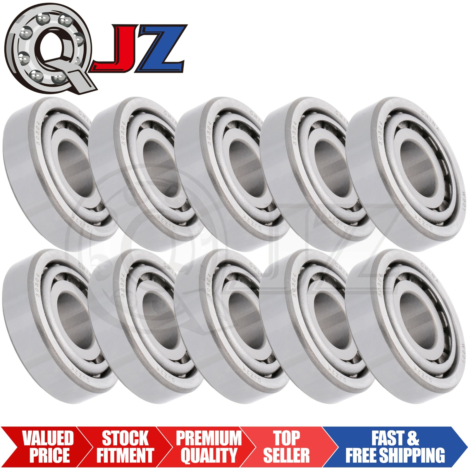 [Qty.10] New 30304 Tapered Roller Bearing Set [20mm Bore x 52mm OD x 16.25mm W]