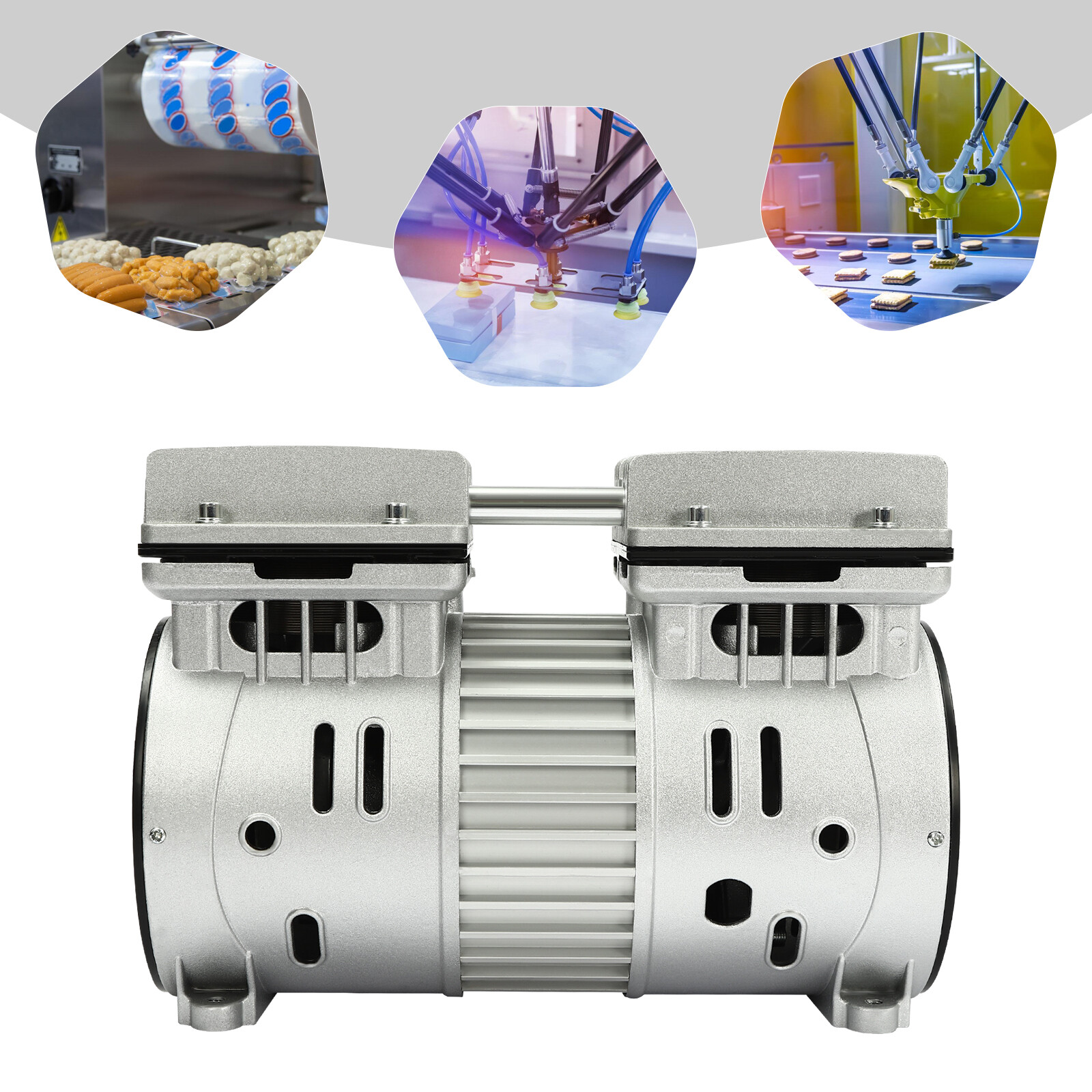 Oilless Vacuum Pump Oil Free Air Compressor Piston Compressor Pump 550W 125L/min