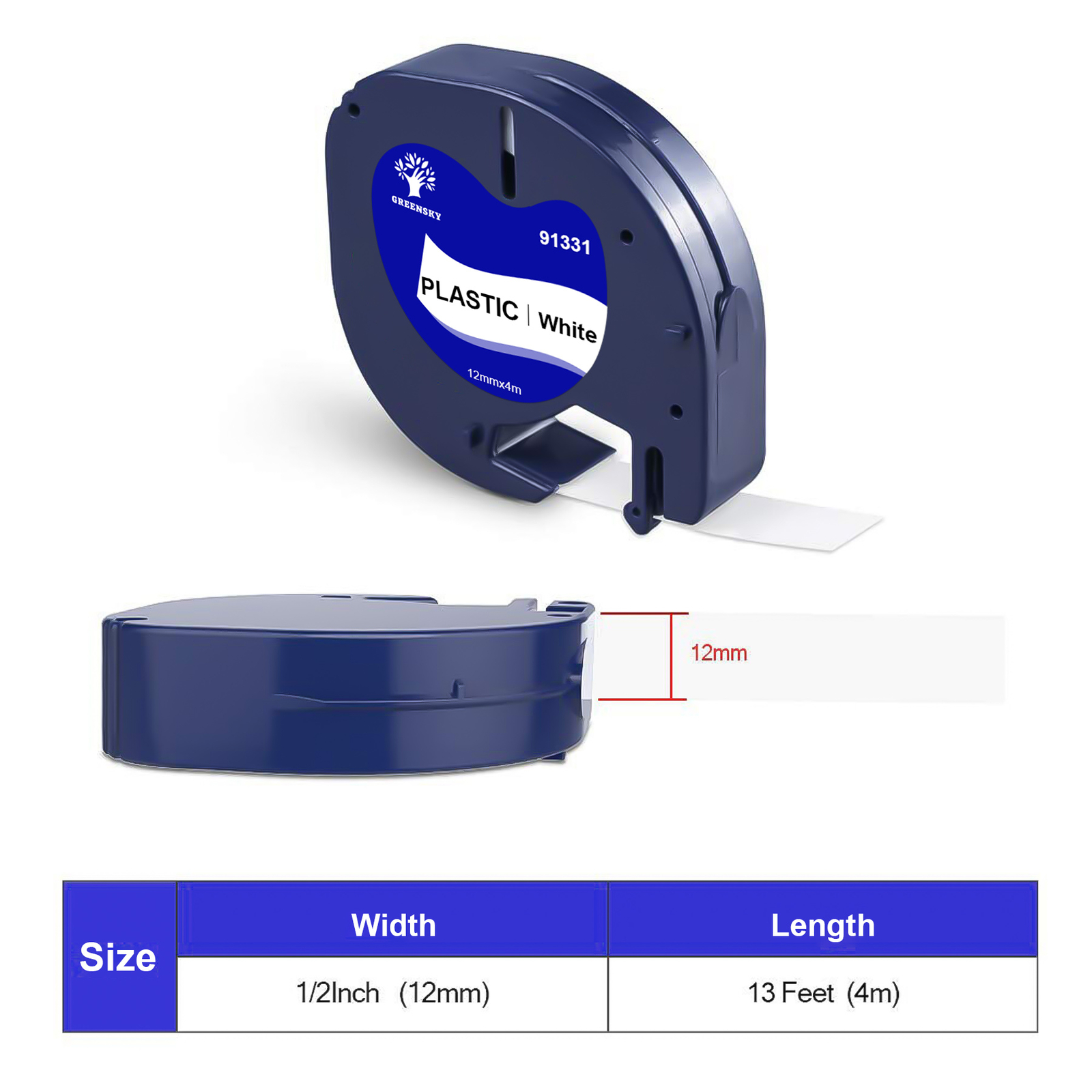 10PK Compatible Dymo LetraTag Refill 91331 Plastic 1/2” Label Tape LT-100H QX50