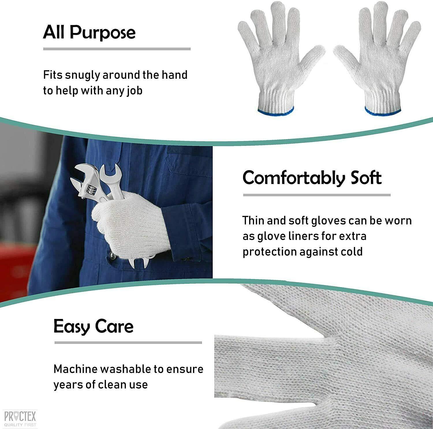 24 Pack Cotton String Knit Cotton Polyester Gloves Seamless Workwear Gloves Prot