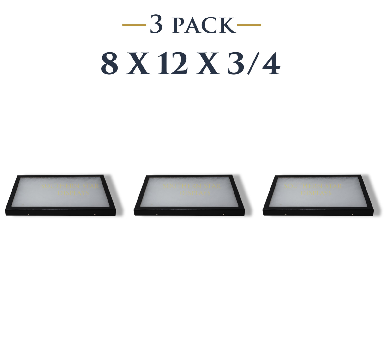 3 Pack of 8 x 12 x 3/4 Riker Display Cases Boxes for Collectibles Jewelry & More