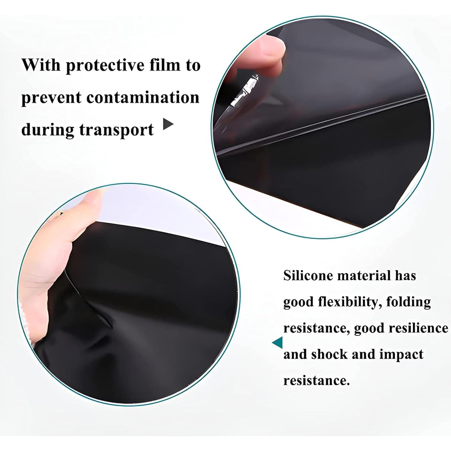 2 Pack Self-Adhesive Rubber Pad Sheet, 6 X 6 Inches, Black,Thin Silicone Rubber