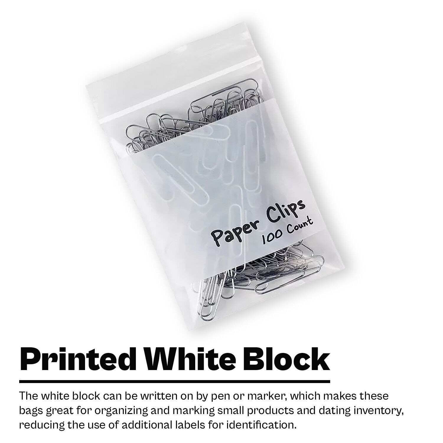 500 Pcs 13″ x 18″ 4 Mil Reclosable Bag Writeable White Block Water-Resistant