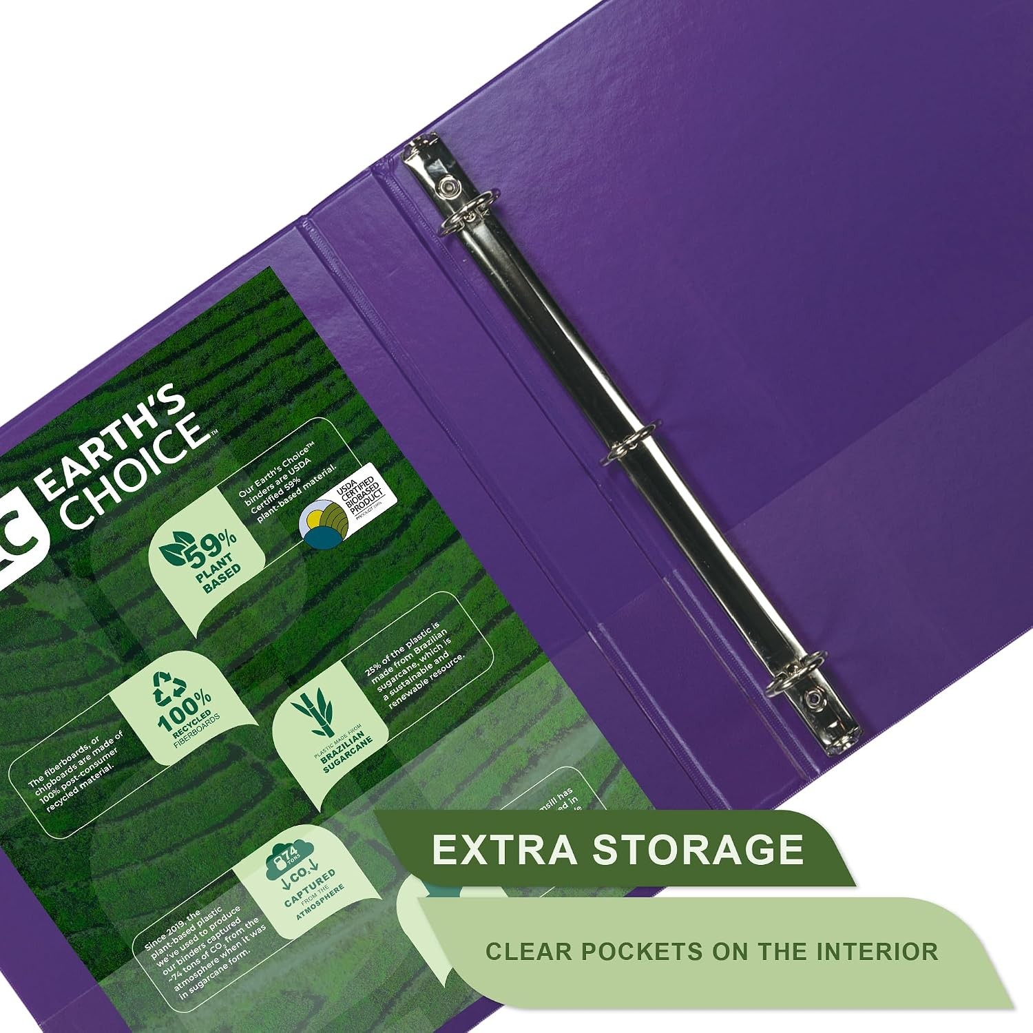 Plant-Based 1.5 Inch Durable Round Ring View Binder Eco-Friendly USDA Certified