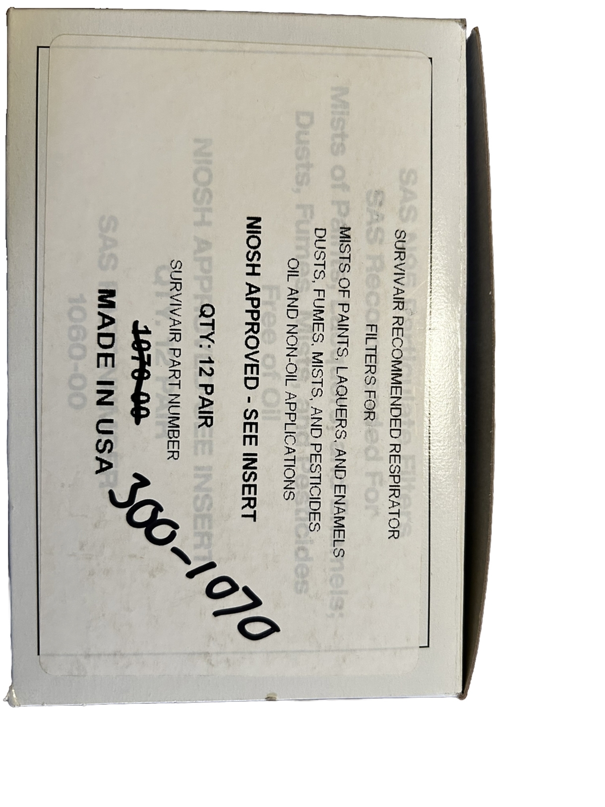 SAS Safety Respirator Filters N99/R95 12Pk- Model 1070-00