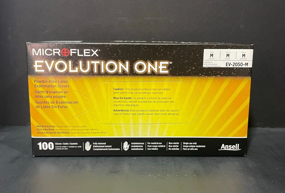 Ansell Latex Gloves Medium Microflex 10 Boxes with 100 Gloves Each