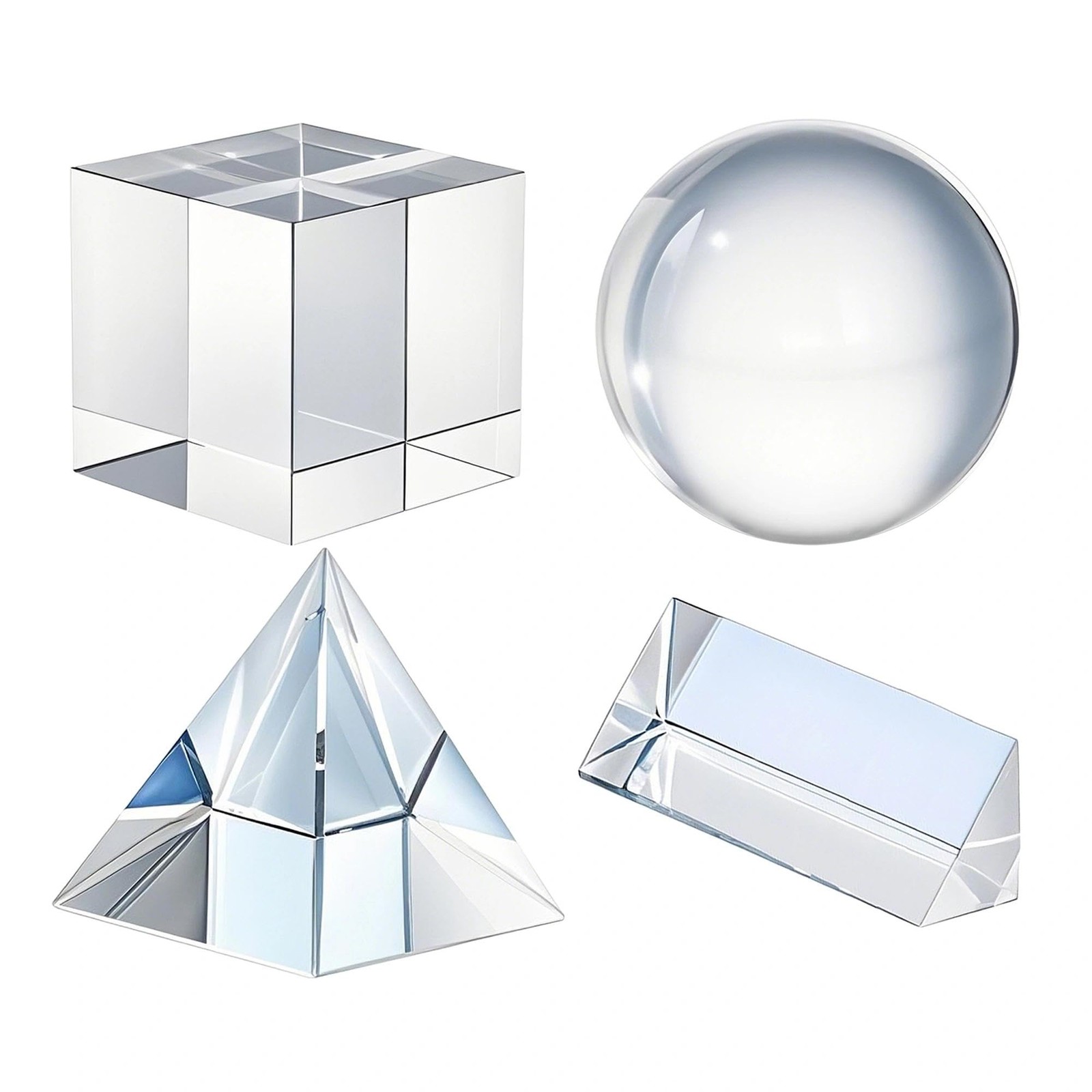 Crystal Photography Prism Set Ball Cube Triangular Pyramid 4 Pack 50mm