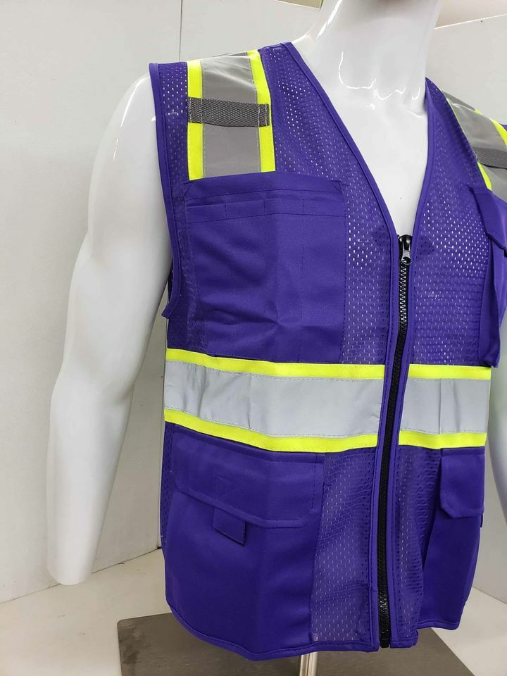 Two Tone High Visibility Reflective Purple Safety Vest (X-Small-2XL)