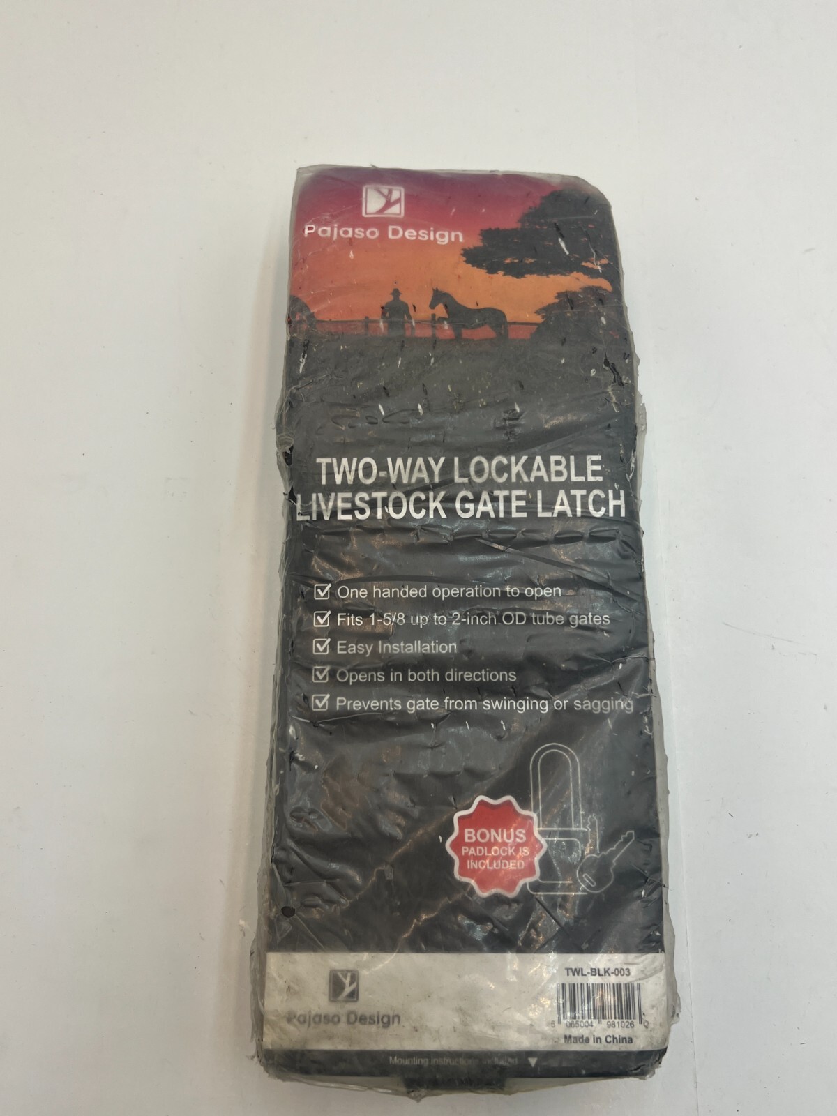 PAJASO DESIGN 2-Way Lockable Livestock Gate Latch Opens Both Directions w/ Lock