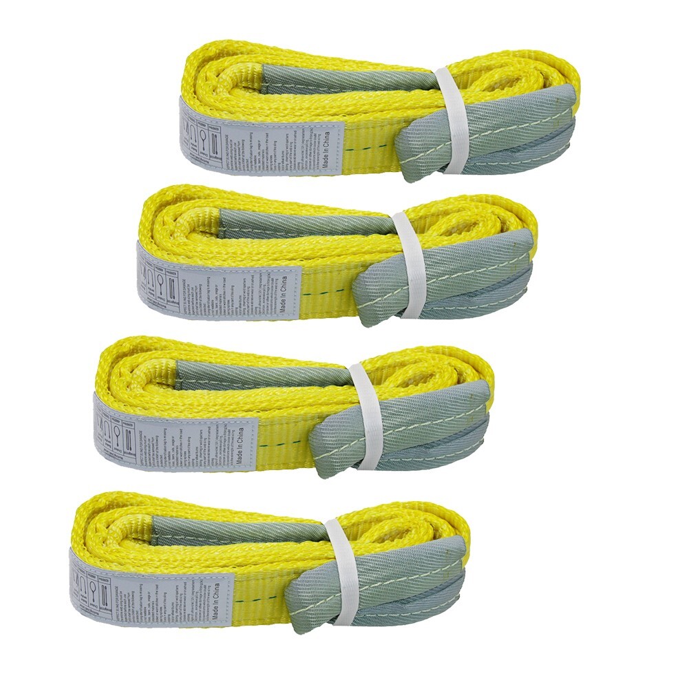 4 Pack Webbing Lifting Cargo Sling Duplex Hoist Strap Heavy Duty 2″x6′ BS 12400