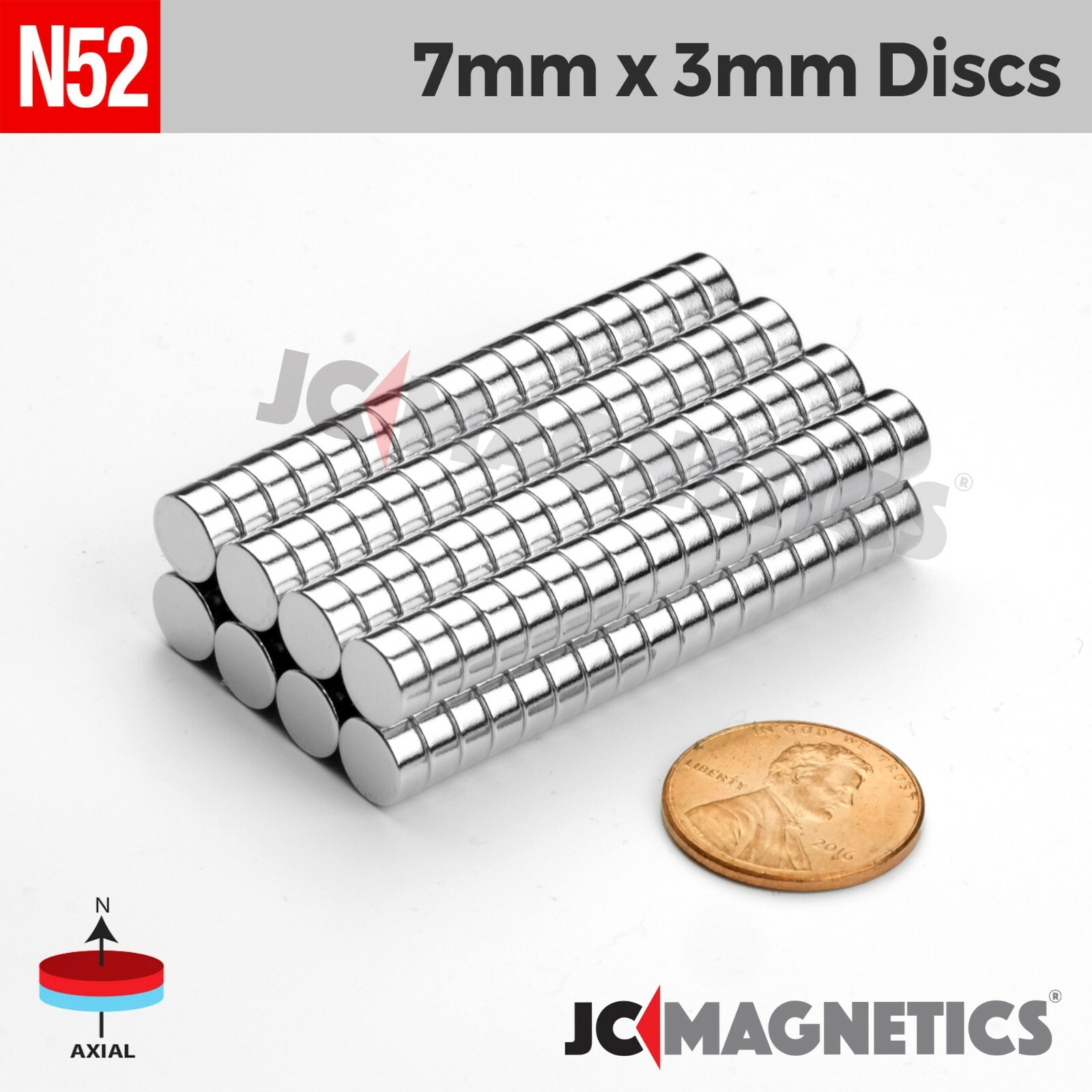 7mm x 3mm 9/32″ x 1/8 N52 Strong Round Disc Rare Earth Neodymium Magnet 7x3mm