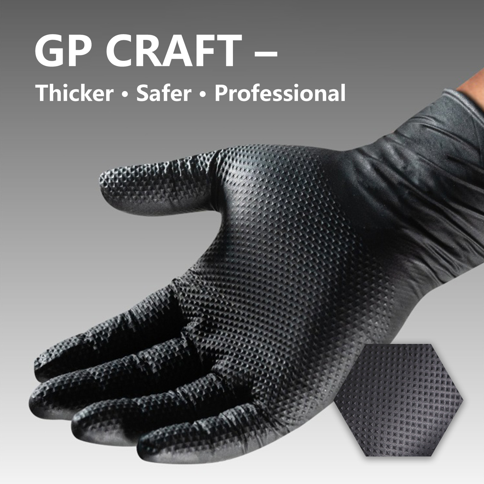 Craft Black Extra Large Nitrile Gloves Diamond 8Mil Disposable Latex 1000/Case