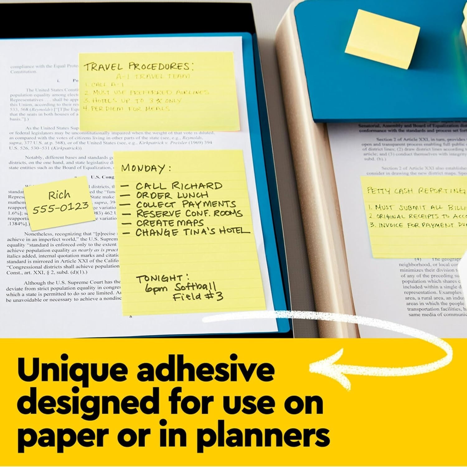 Iconic Canary Yellow Sticky Notes, 3×3, 4 Pads, 50 Sheets Each – Organize Eff…
