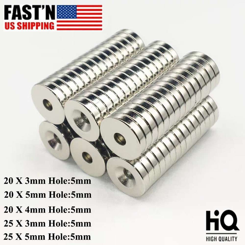 Lot Thicker Strong Magnets Countersunk Ring 5mm Hole Large Rare Earth Neodymium