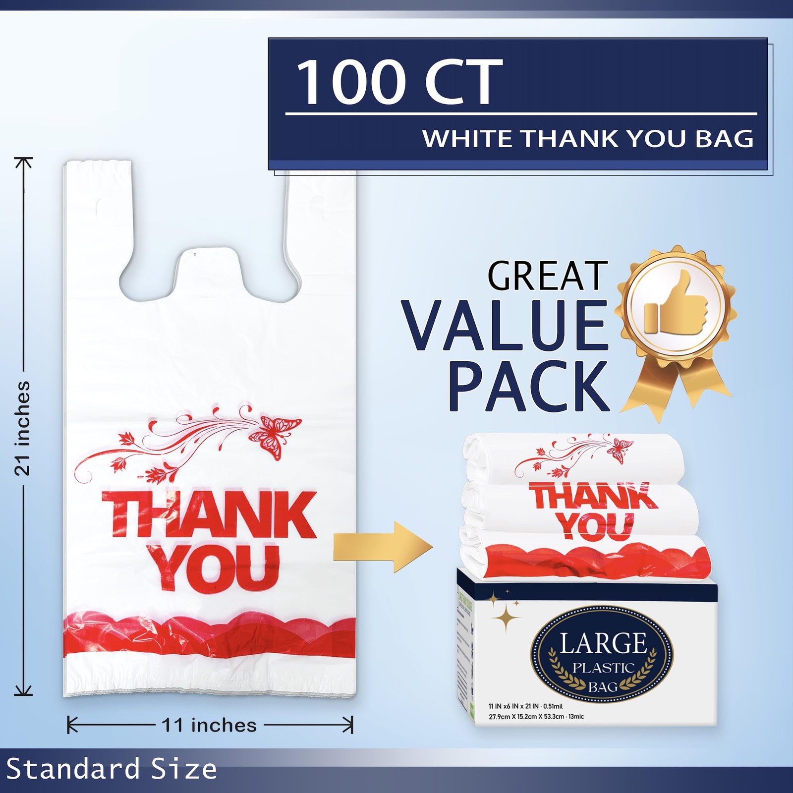 White Thank you bags, 100PCS T shirt bags, To Go Bags,Grocery bags, Reusable …