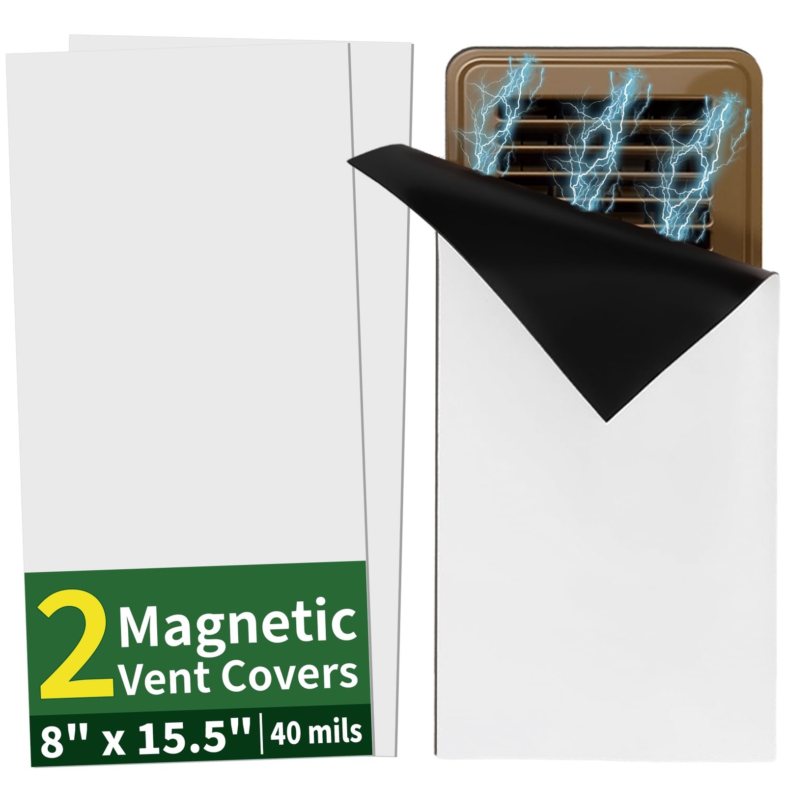 FINDMAG High Strength Magnetic Vent Covers, 8″ x 15.5″ 8″×15.5″ 2Pack, White