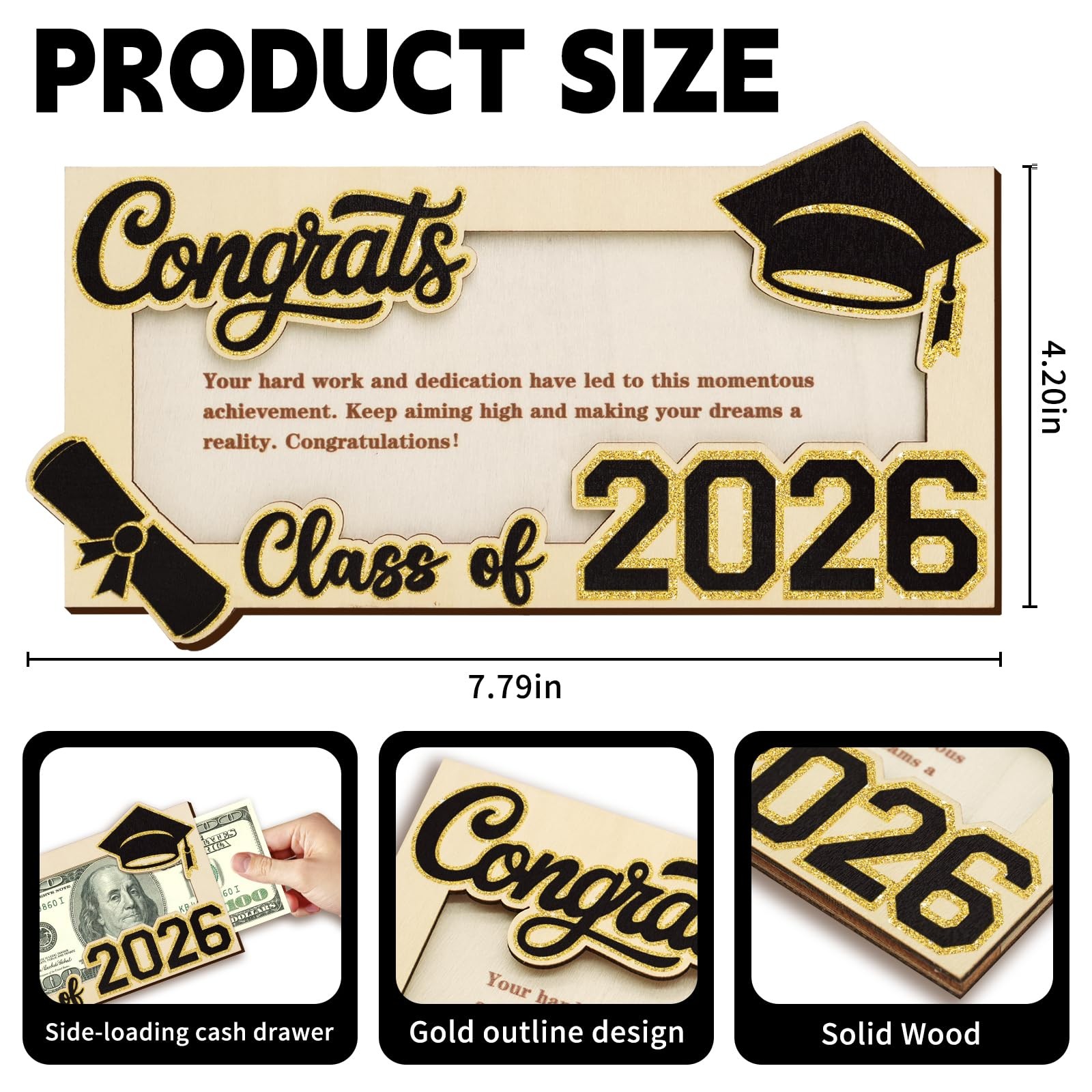 Graduation Gifts 2026 Money Holder for Her Him, Wooden Class of 2026 Graduati…