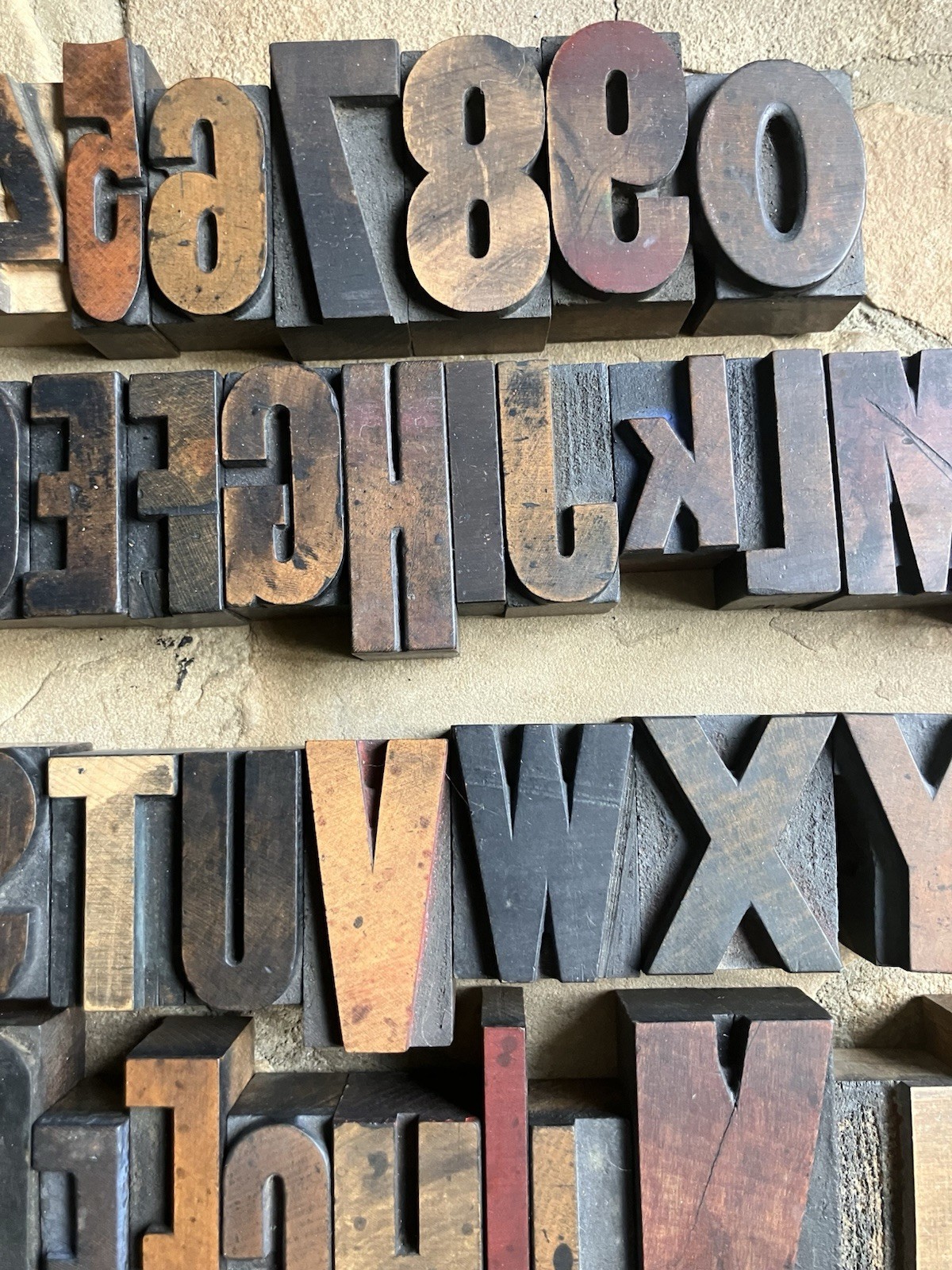 62 Vintage Letter Number Letterpress Wooden Print Blocks Two Full Alphabets