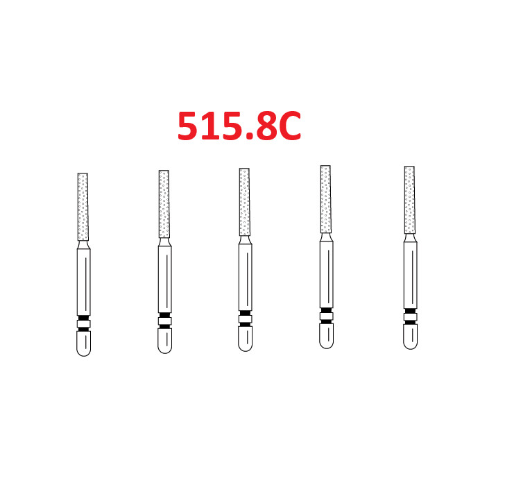 Premier Dental TWO STRIPER Diamond 515.8 – Flat-End Cylinder Coarse Burs 5/Pk
