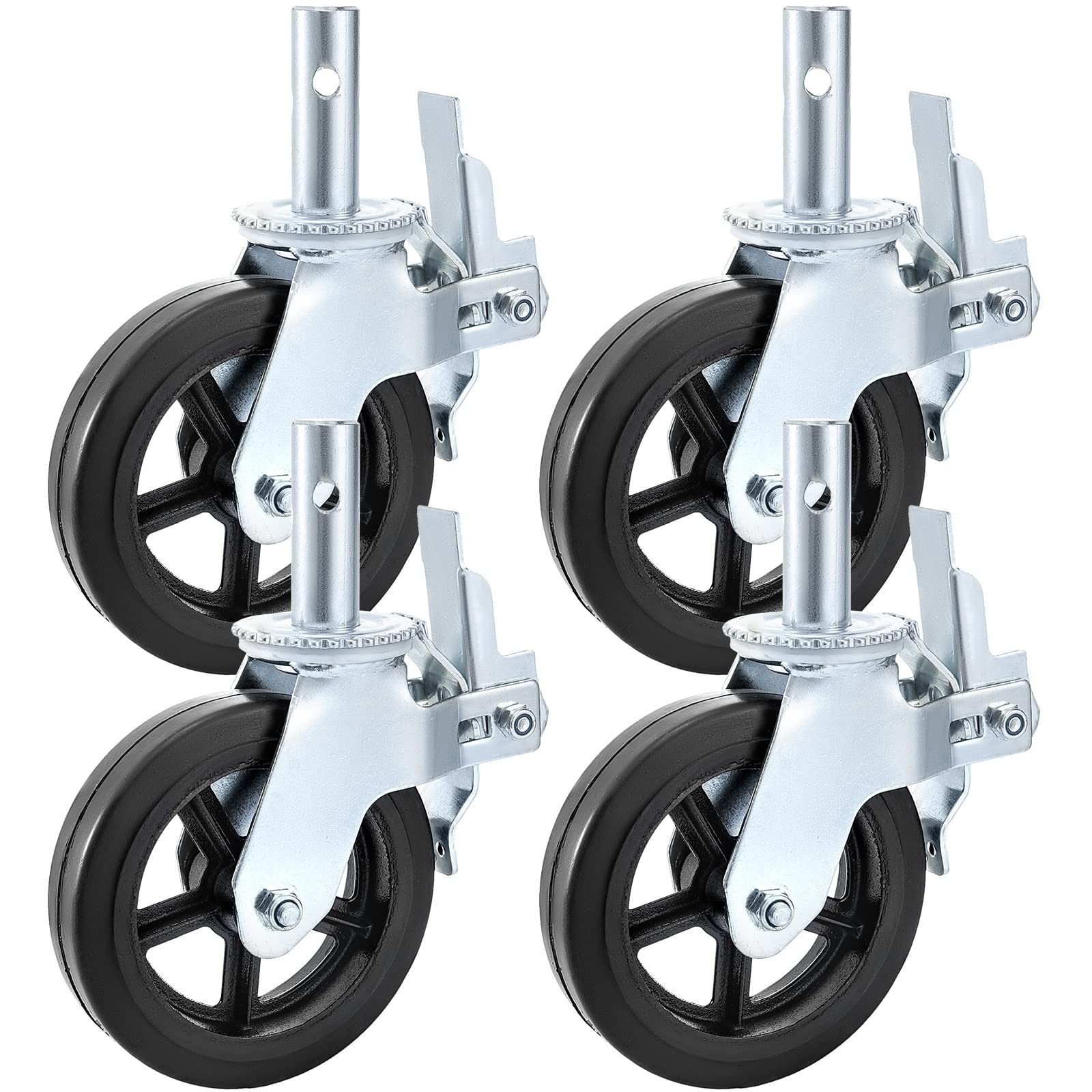 BestEquip 4 Pack Scaffolding Caster Wheels 8 x 2 Inch with Dual Locking Rubbe…