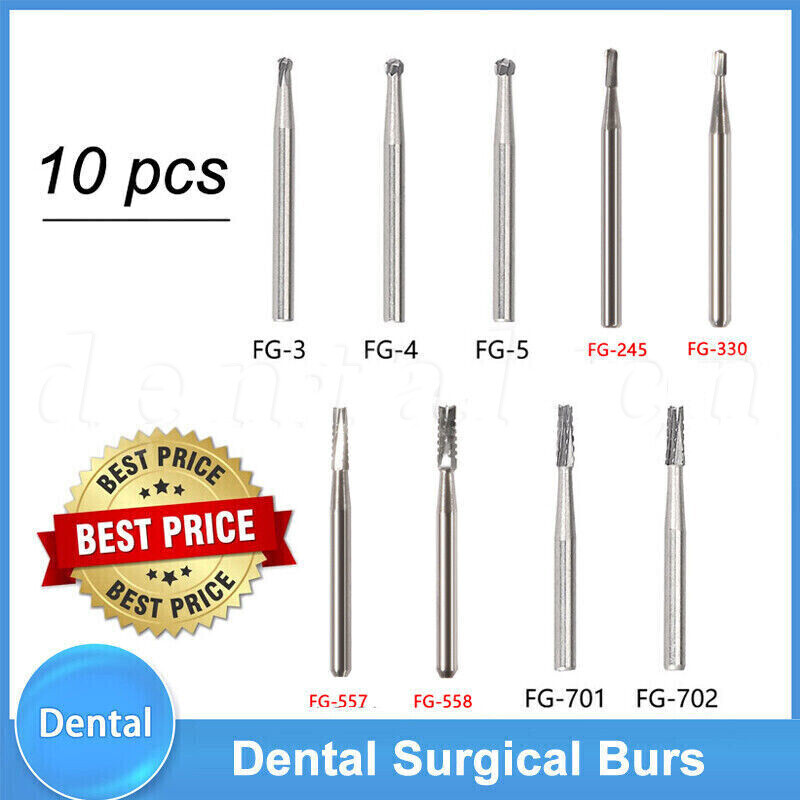 10-100 pcs Dental Tungsten Steel Carbide Crown Metal Cutting Burs For High Speed