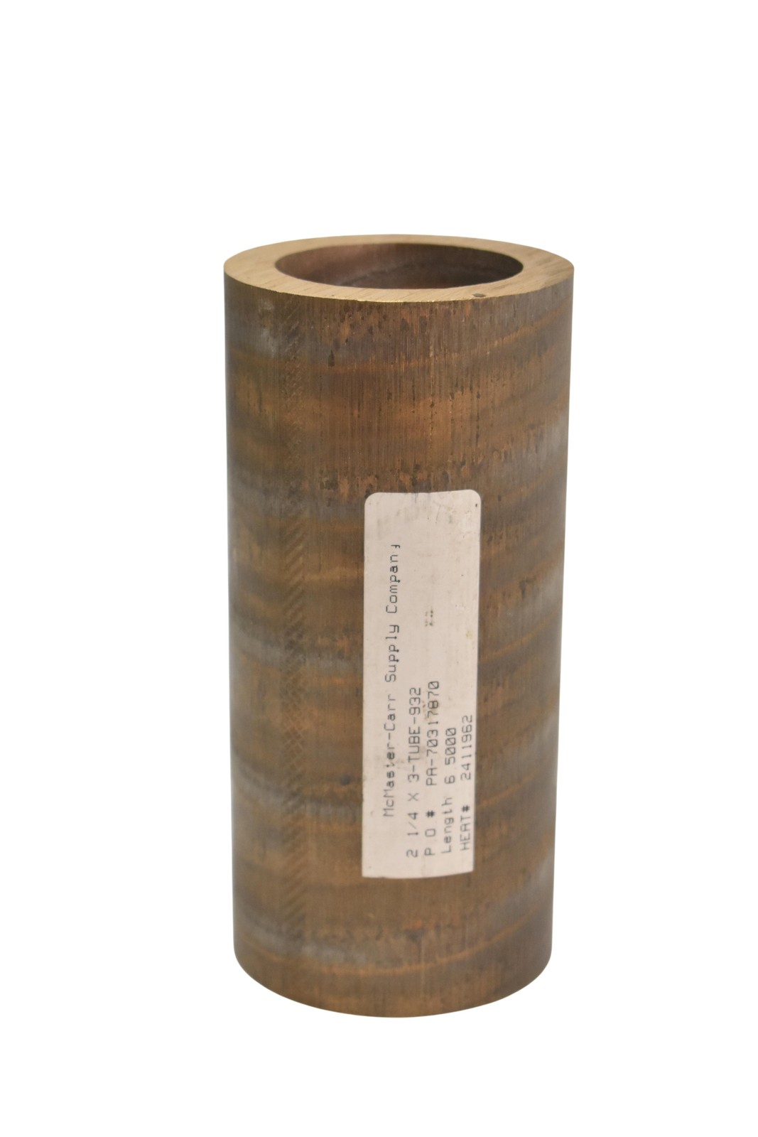 McMaster-Carr 2-1/4 X 3 OD 932 Bronze Tube Bar 6.5 In Length Round Cored Stock