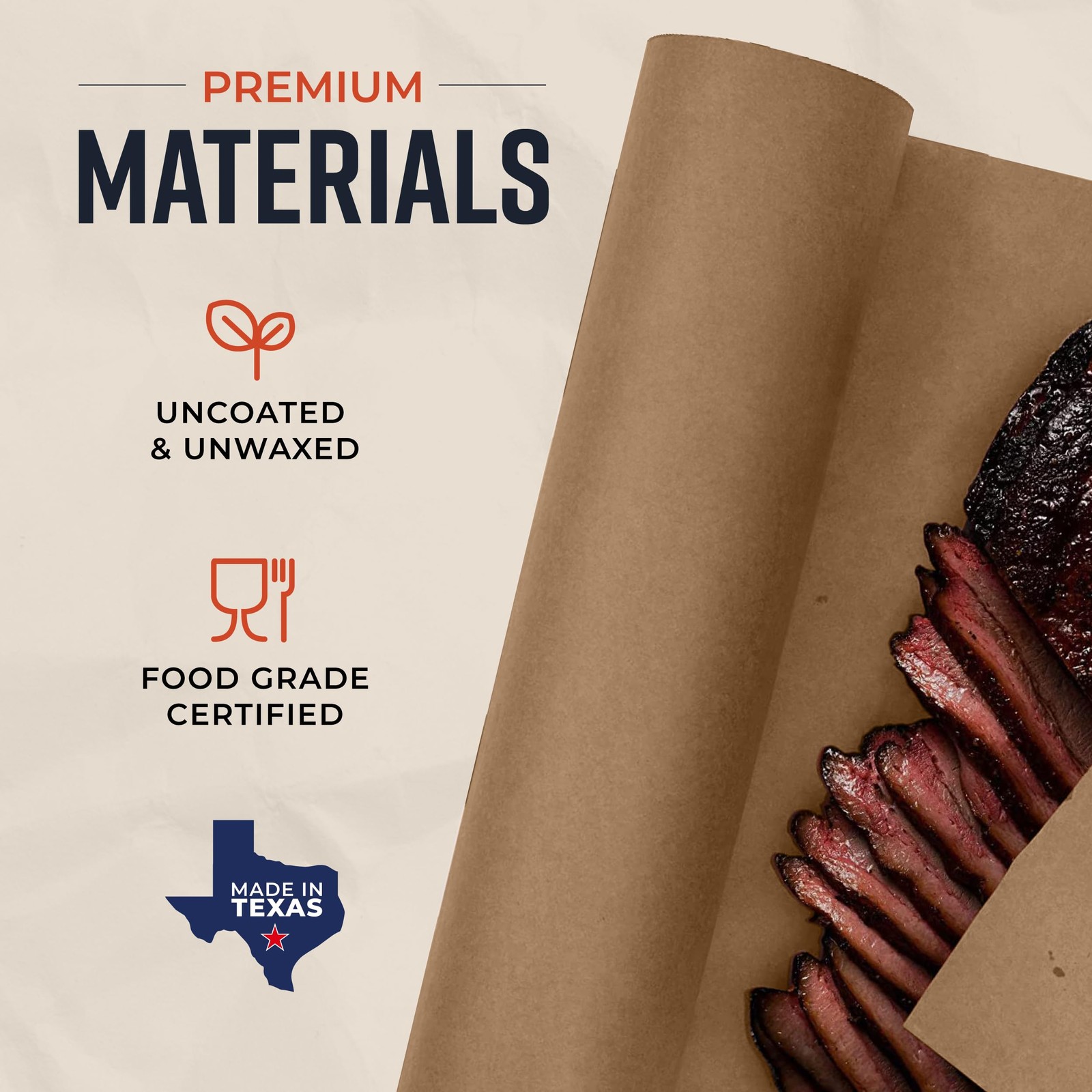 18 Inch X 100 Feet Brown Food Wrap Butcher Paper Unbleached Food Grade Roll