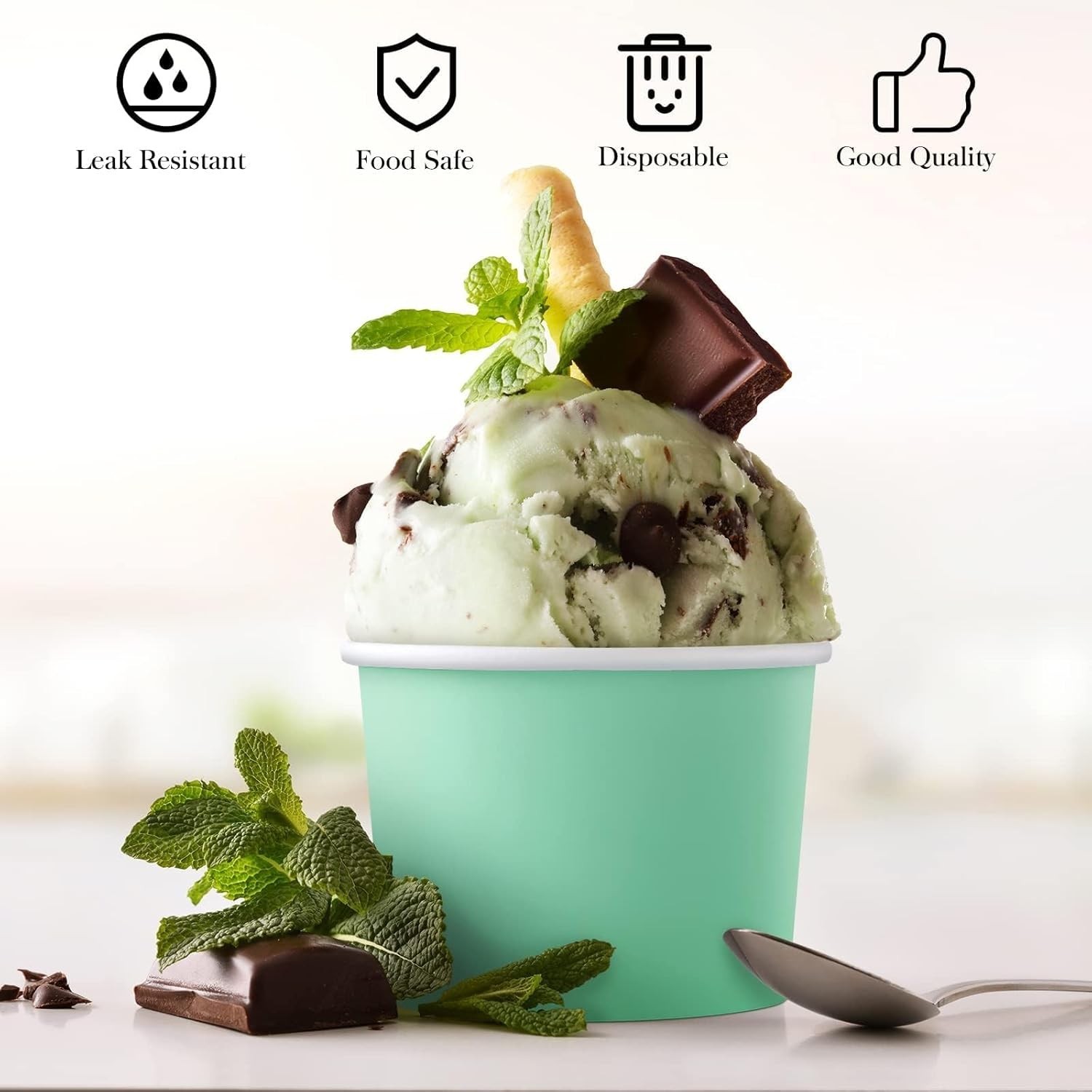50 Pack Ice Cream Containers with Lids 8 Ounces Disposable Soup Bowls with Li…
