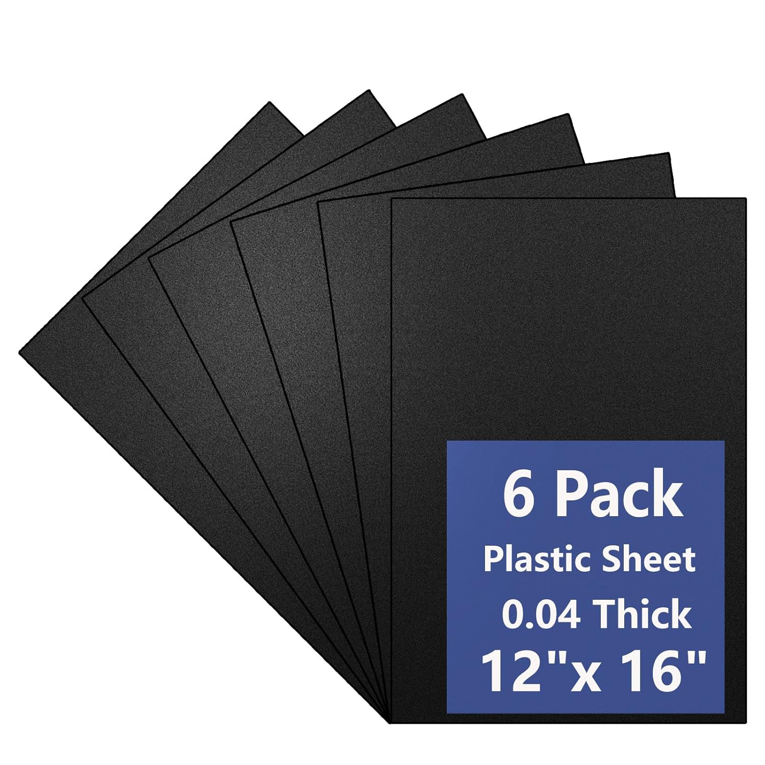 6 Pack Black Plastic Sheet 12X16X0.04 in Flexible High Tensile Plastic Sheets…