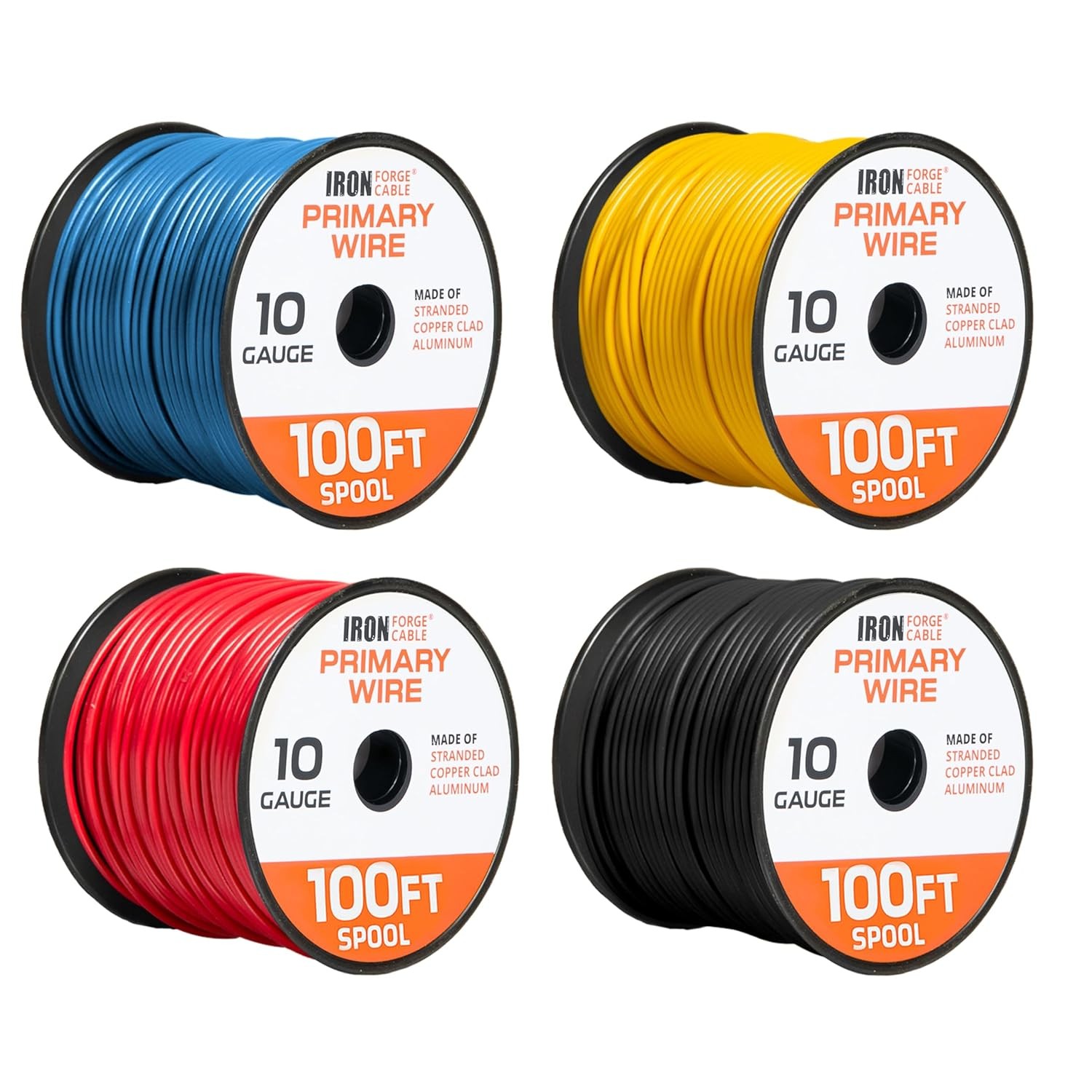 Iron Forge Cable 400 ft 10 Gauge Primary Automotive Wire – 4 Roll Assortment Pac