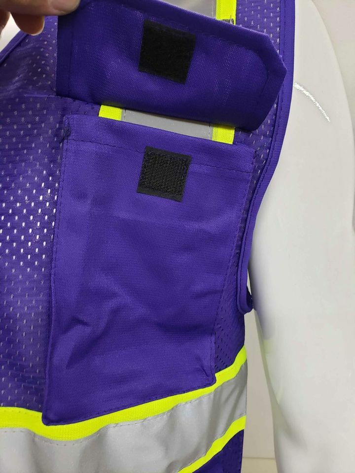 Two Tone High Visibility Reflective Purple Safety Vest (X-Small-2XL)