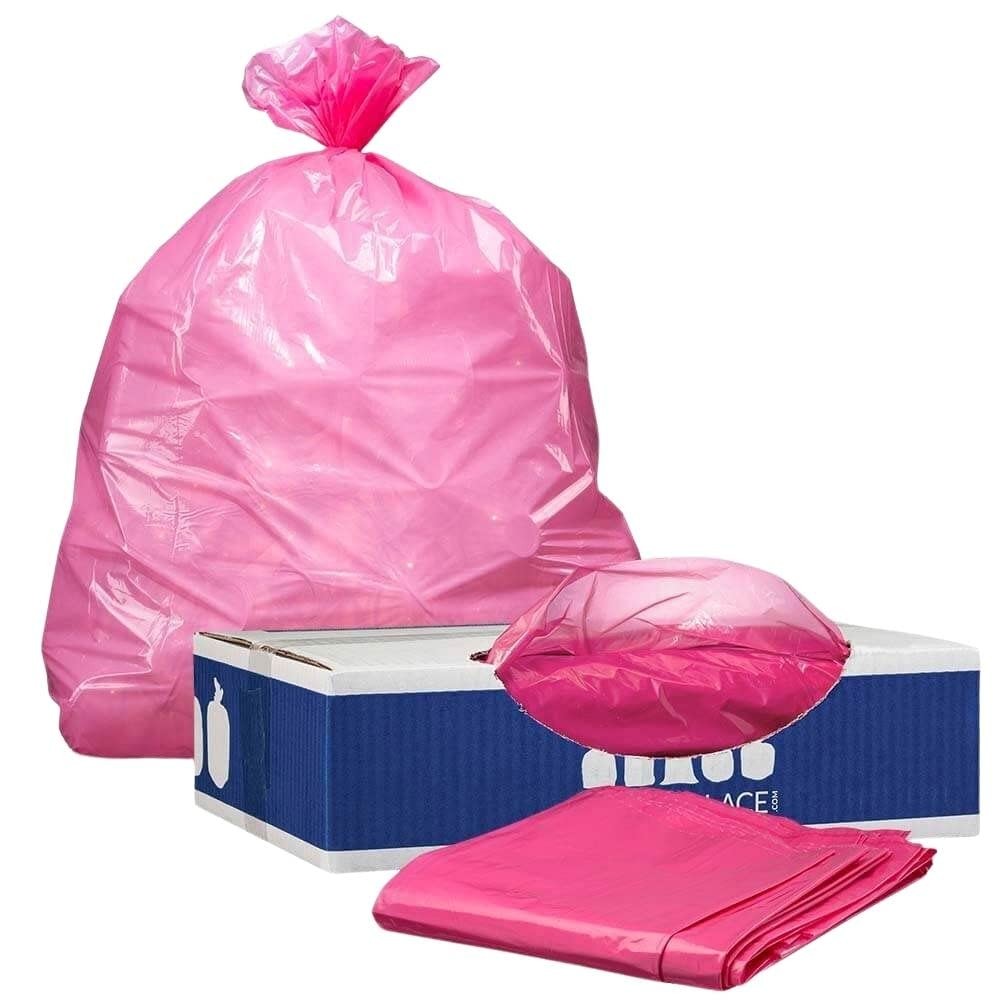 Plasticplace 12-16 Gallon Trash Bags 1.2 Mil Pink Garbage Can Liners 24 X 31