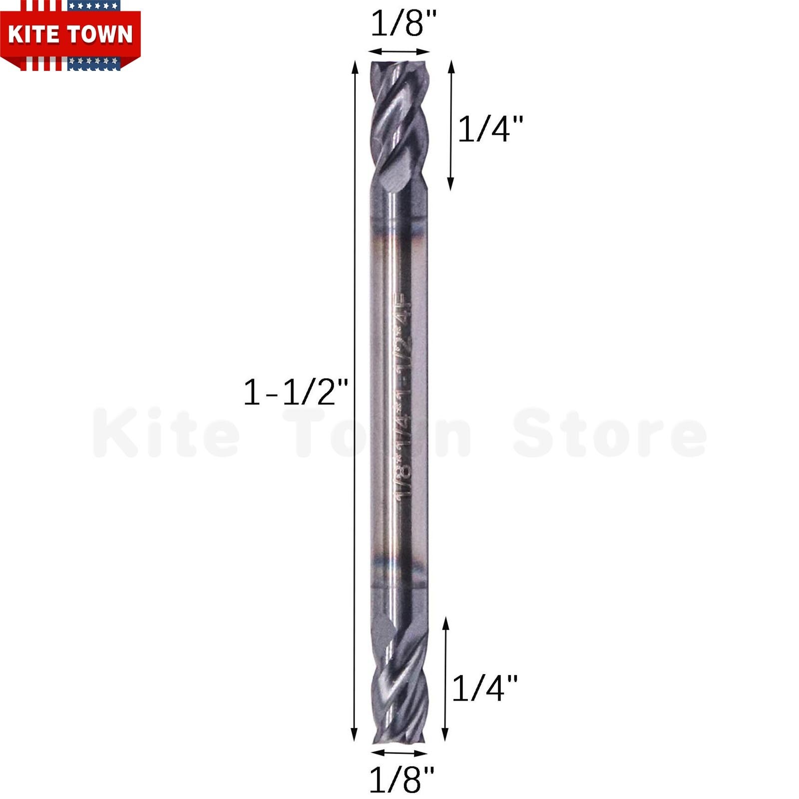 5Pcs 4Flute 1/8″ x 1/4″ x 1-1/2″ Double End Solid Carbide End Mills AlTiN Coated