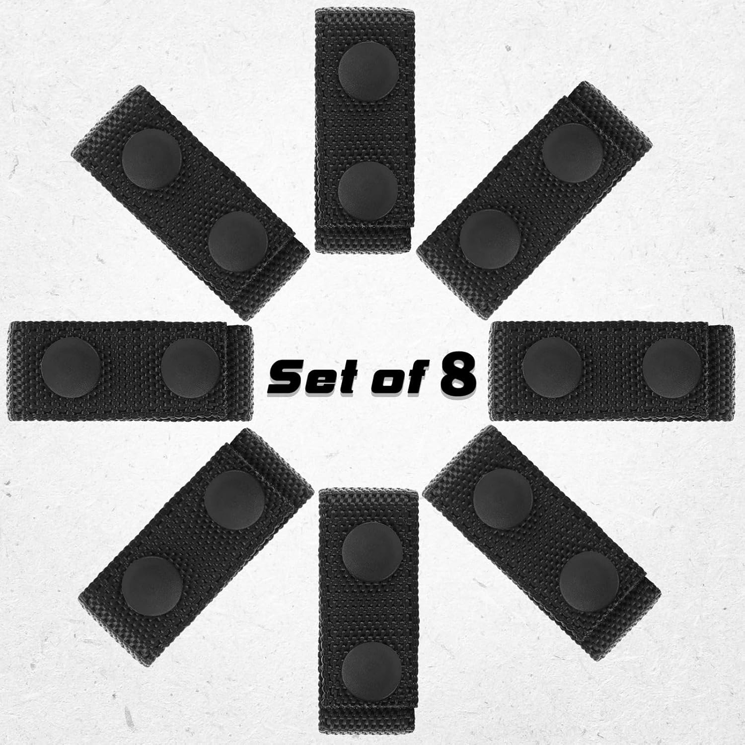 8 Pcs Belt Keepers for Duty Belt 2-1/4 Wide with Double Snaps Nylon Tactical Loo