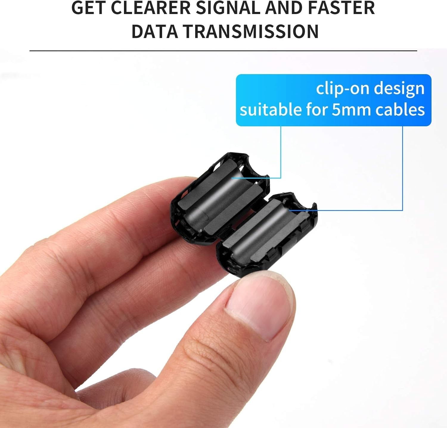 20 Pack Ferrite Chokes Bead Ring Core RFI EMI Noise Suppressor Filter Cable Clip