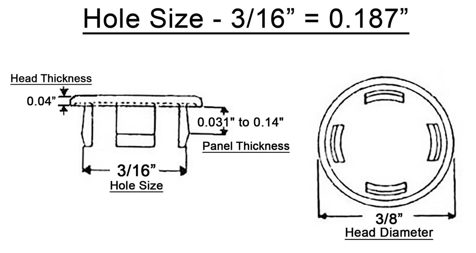 8 Pack Plastic Hole Plugs Black or Natural (Off White) Sizes From 1/8″ up to 1″