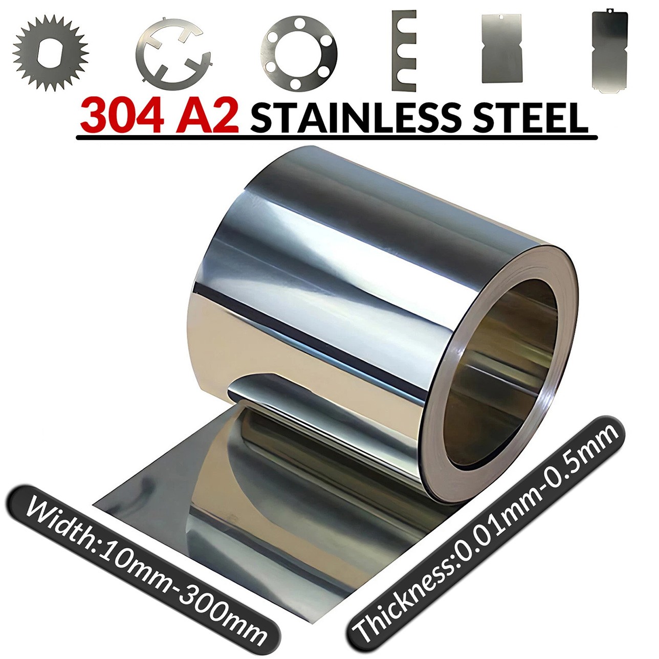 304 Stainless Steel Thin Plate Band Foil Sheet Metal Strip Roll 0.05mm – 0.5mm