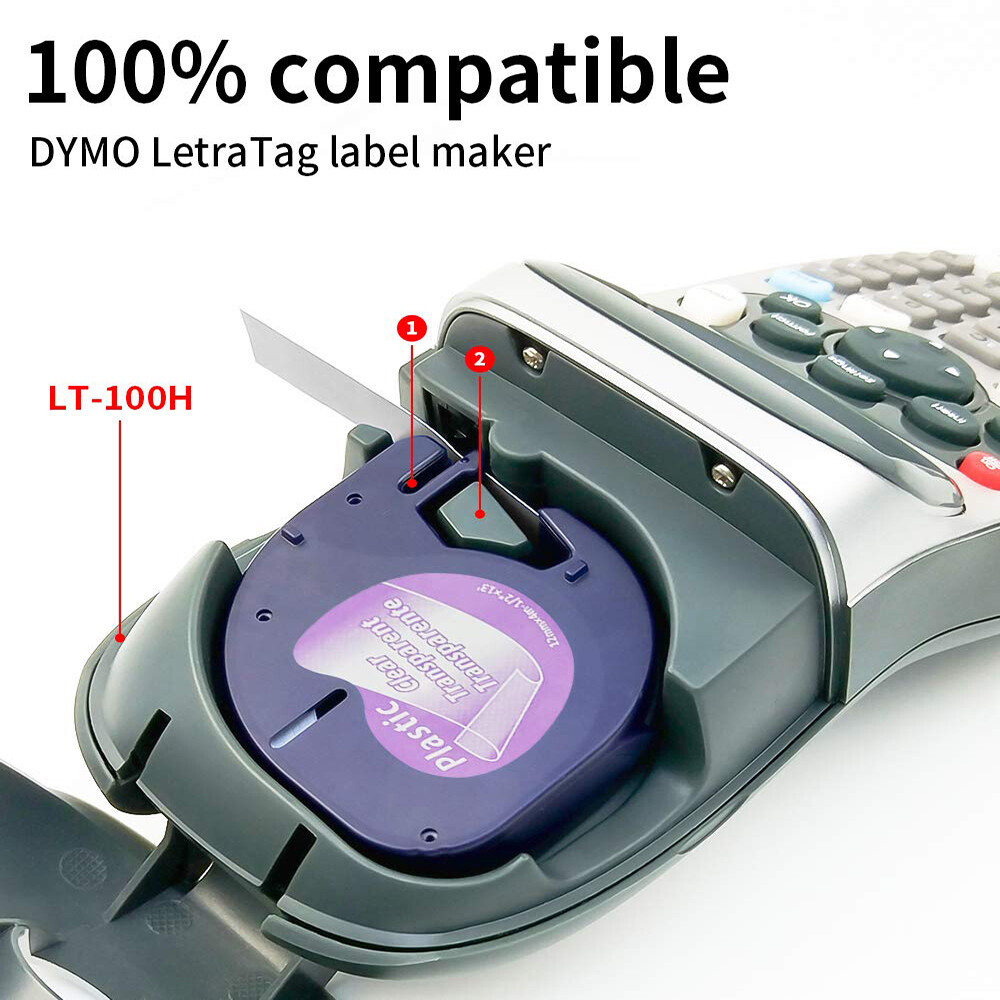 Compatible Dymo LetraTag Refill 91331 12mm White Plastic Label Tape LT-100H 1/2″